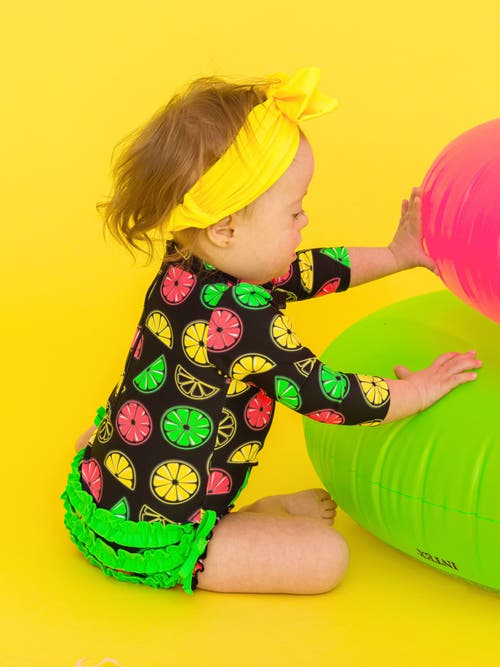 Rufflebutts Baby Girls Long Sleeve Upf50+ One Piece Rash Guard