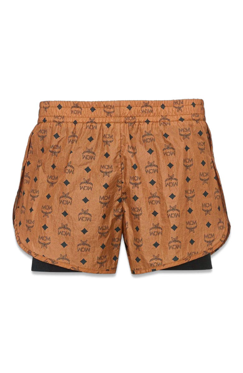 MCM Monogram Print Shorts in ECONYL<sup>®</sup>, Main, color, Brown