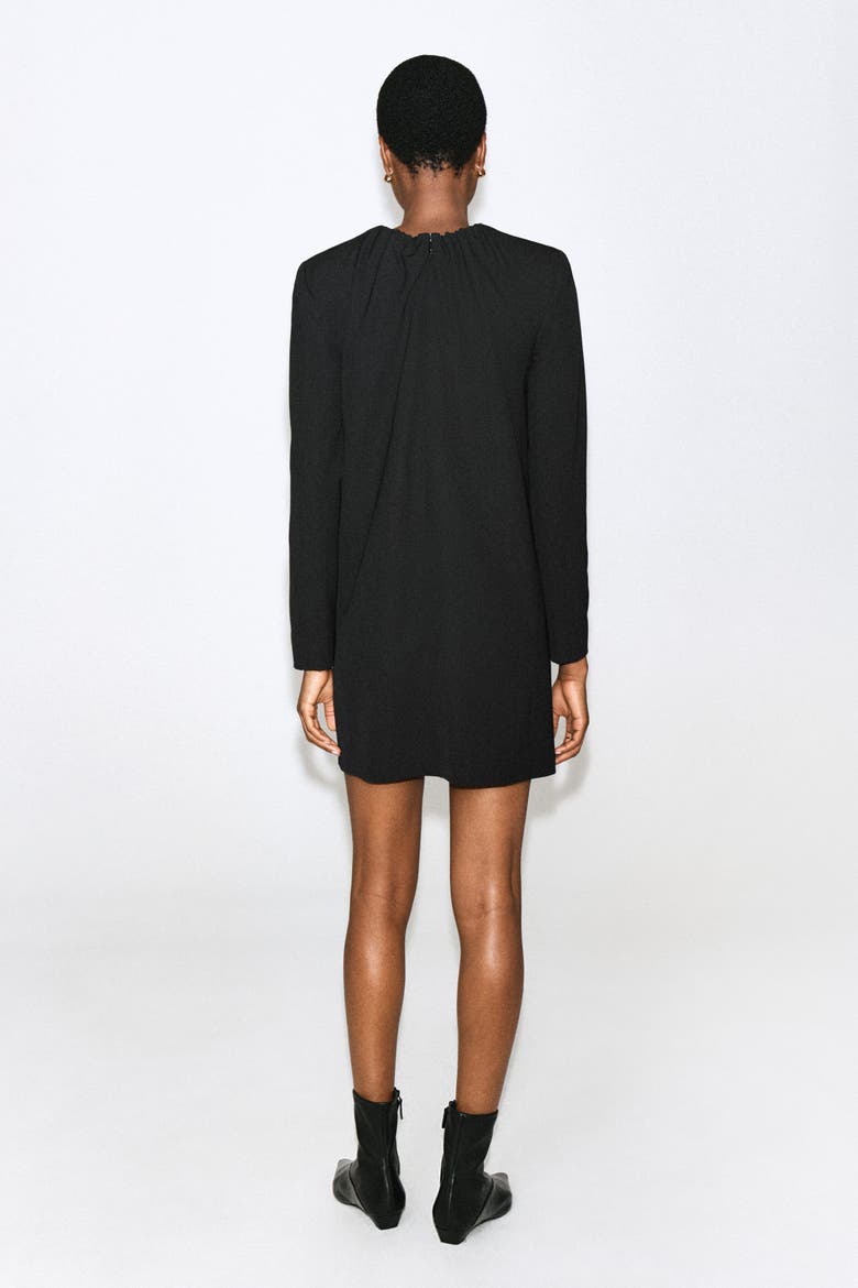 Pleated Tailored Twill Mini Dress, Alternate, color, BLACK