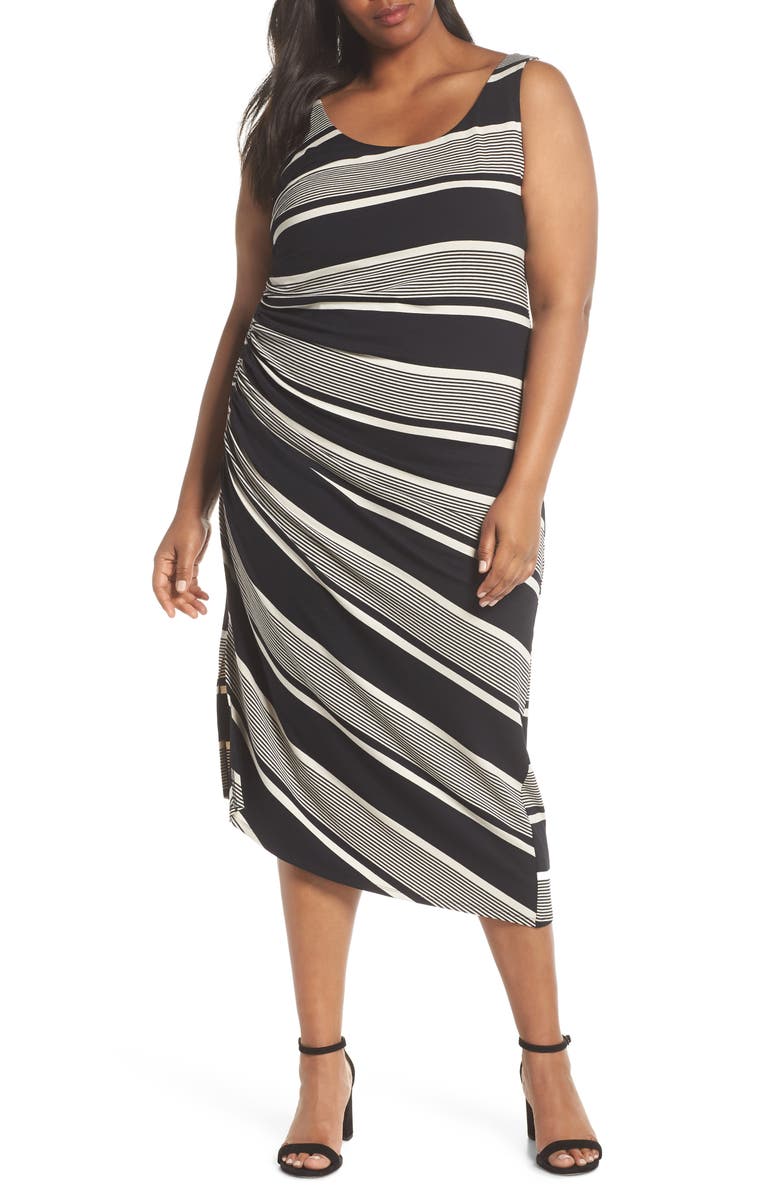 Vince Camuto Venue Block Stripe Ruched Body-Con Dress, Main, color,