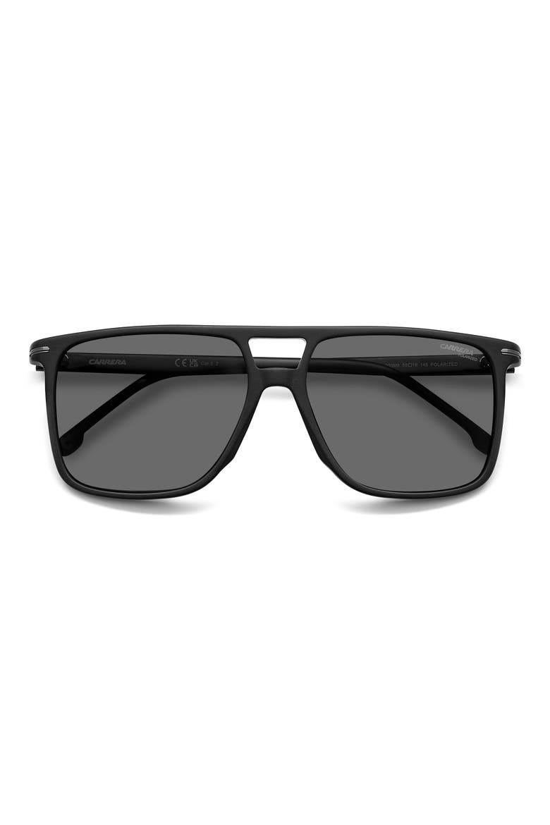 59mm Polarized Navigator Sunglasses, Alternate, color, MATTE BLACK/ GREY PZ