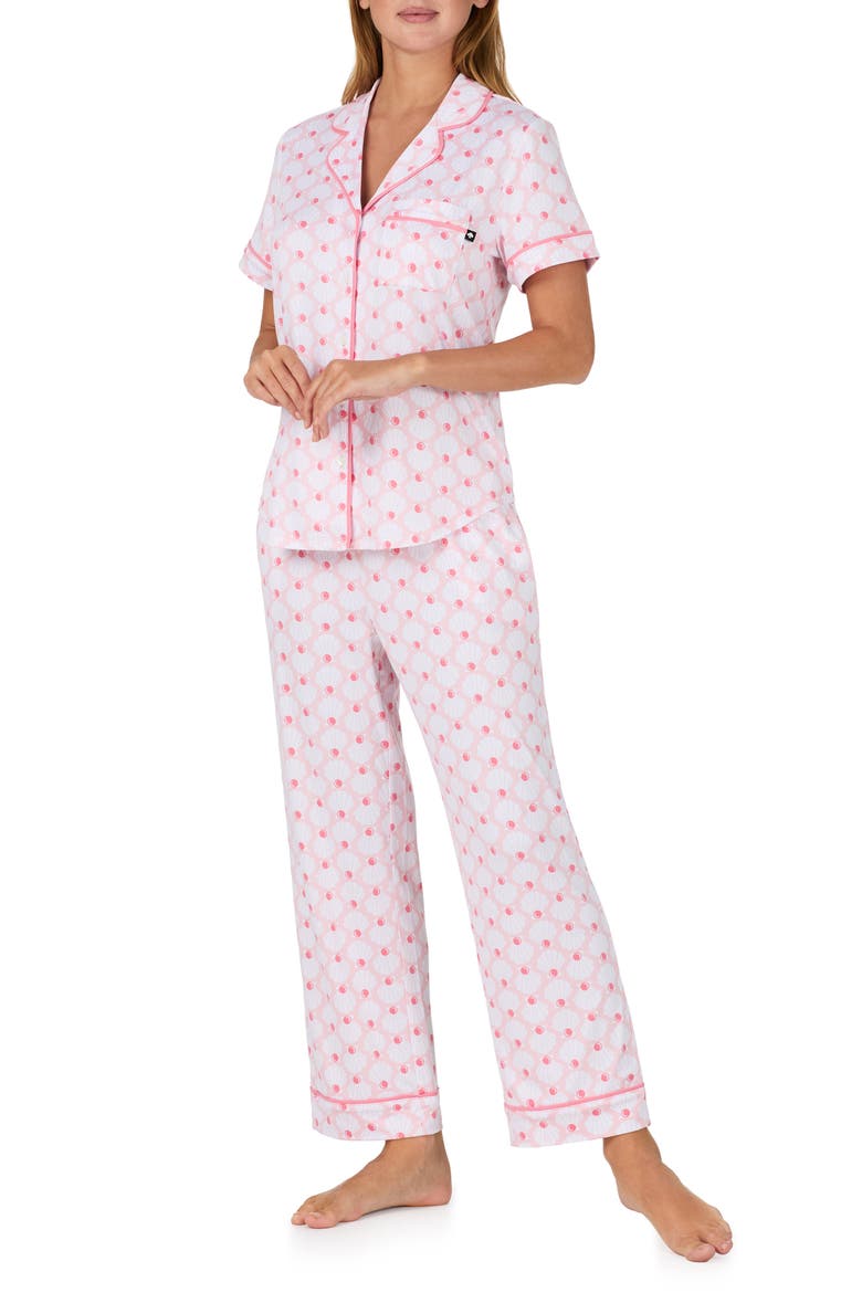 print crop pajamas, Main, color, PINK/ WHITE