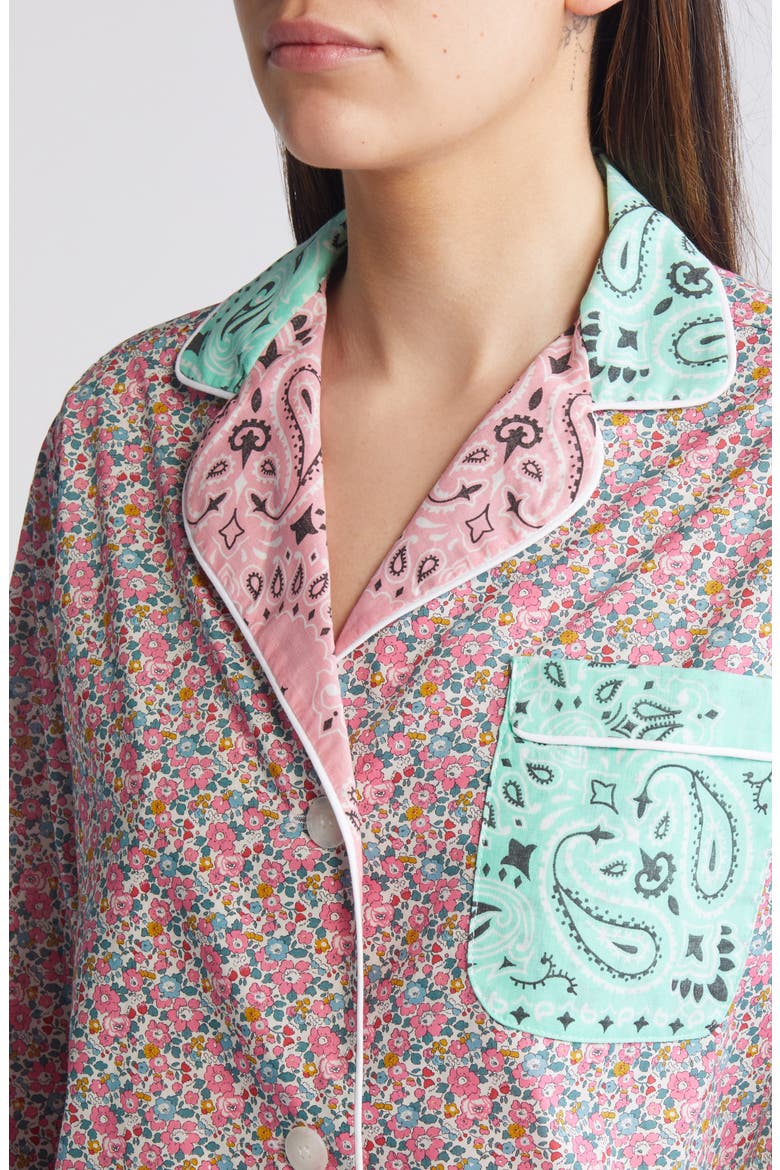 x Liberty London Mixed Print Pajama Shirt (Nordstrom Exclusive), Alternate, color, MINT / PALE PINK