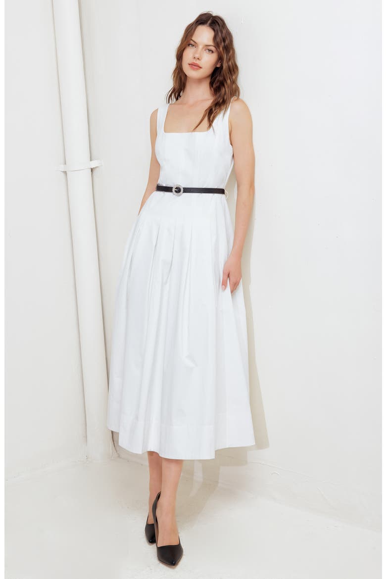 Sleeveless Cotton Midi Sundress, Alternate, color, WHITE