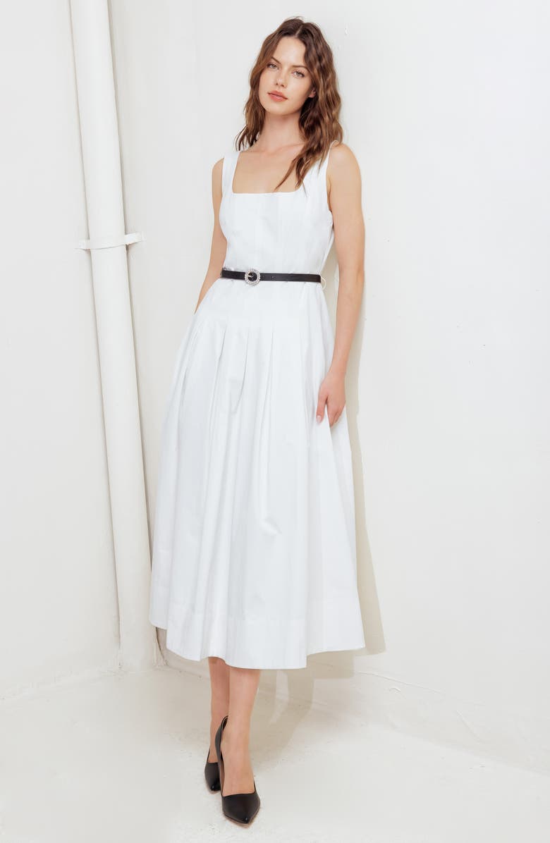 FREEMARKET Sleeveless Cotton Midi Sundress, Alternate, color, White