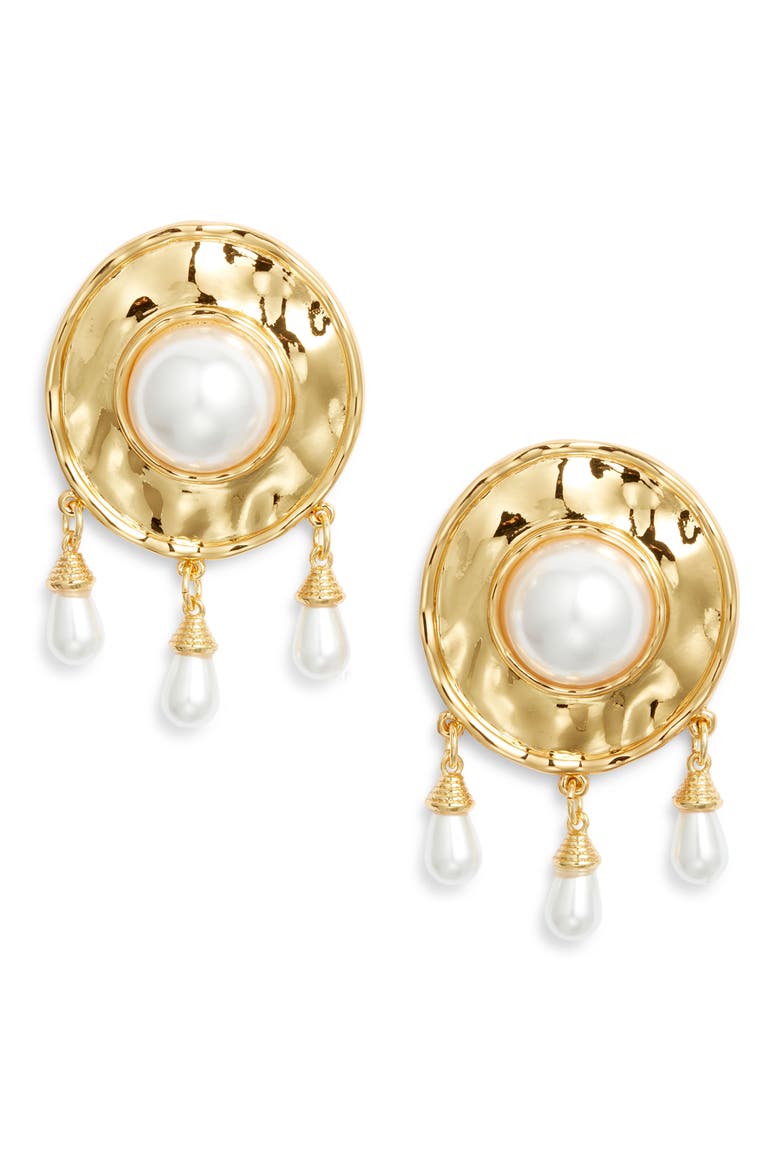 Athens Drop Earrings, Main, color, GOLD