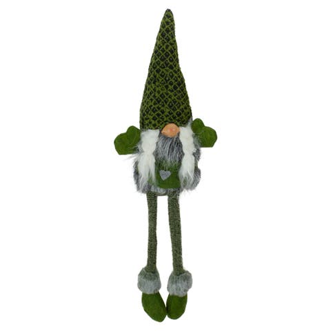 Dangling Legs Sitting Girl Gnome Christmas Figure - 23" - Black and Green
