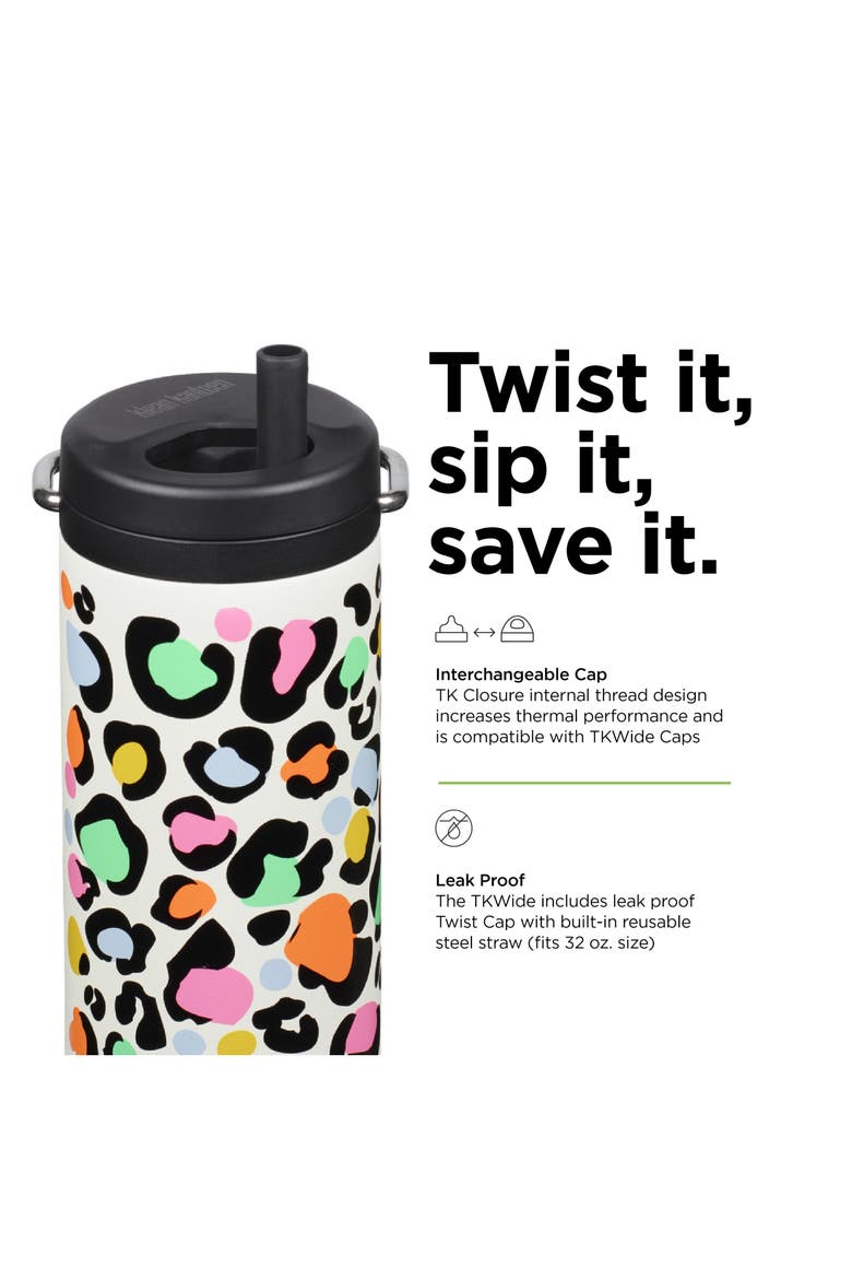 12oz TKWide Insulated Water Bottle with Twist Cap, Alternate, color, Leopard Print