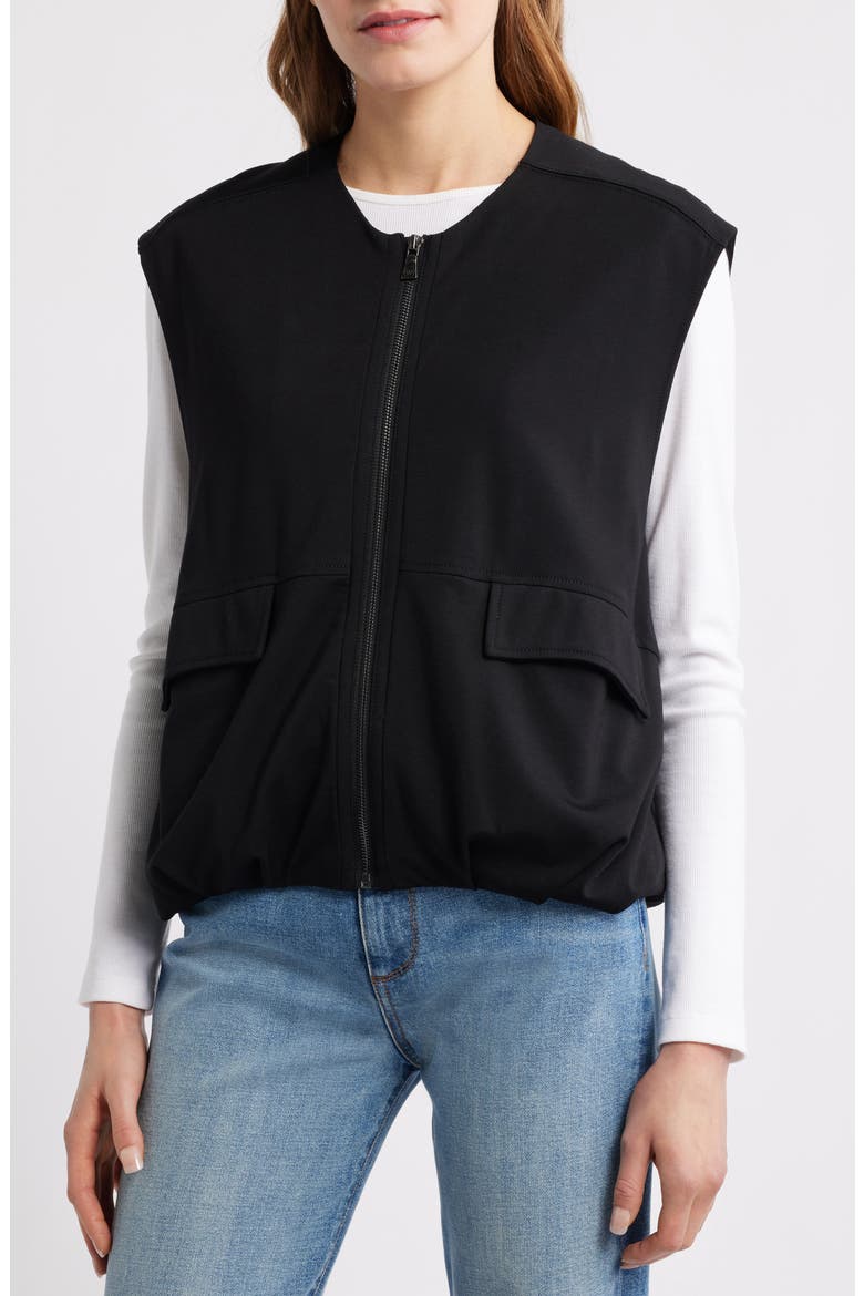 Knit Zip-Up Vest, Alternate, color, BLACK