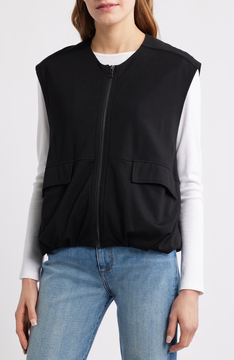 Wit & Wisdom Knit Zip-Up Vest, Alternate, color, Black