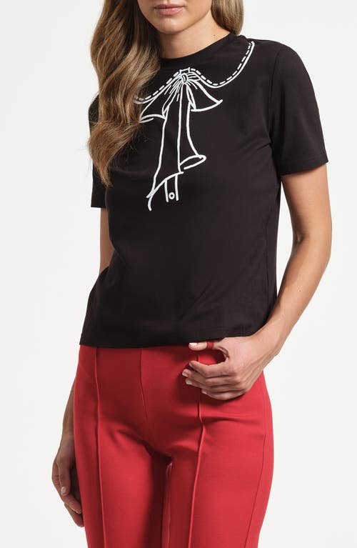 Isaac Mizrahi New York Stretch Cotton Graphic T-shirt In Black