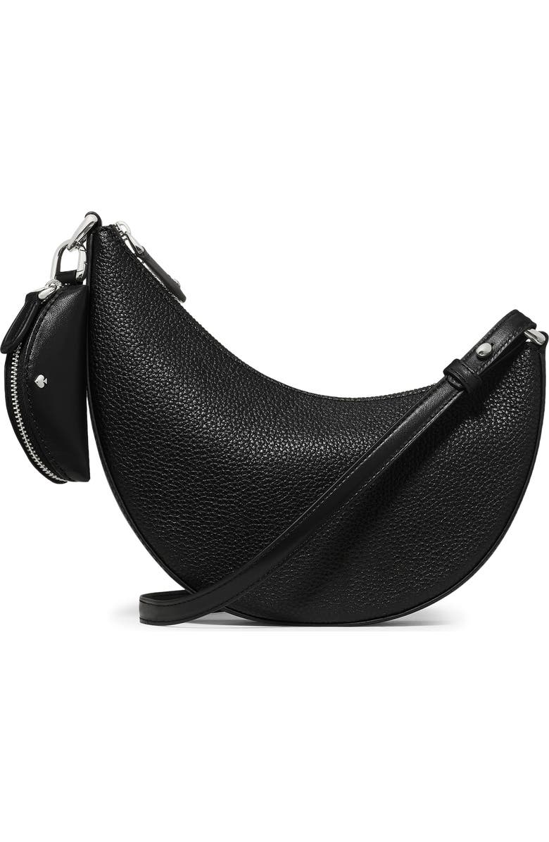 Kate Spade New York mini duo pebble leather crossbody bag, Main, color, Black/ Silver