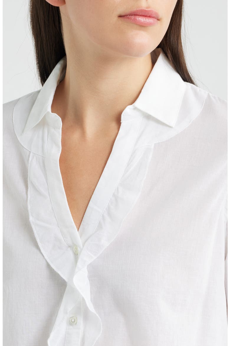 Ruffle Cotton Shirt, Alternate, color, PAPER WHITE