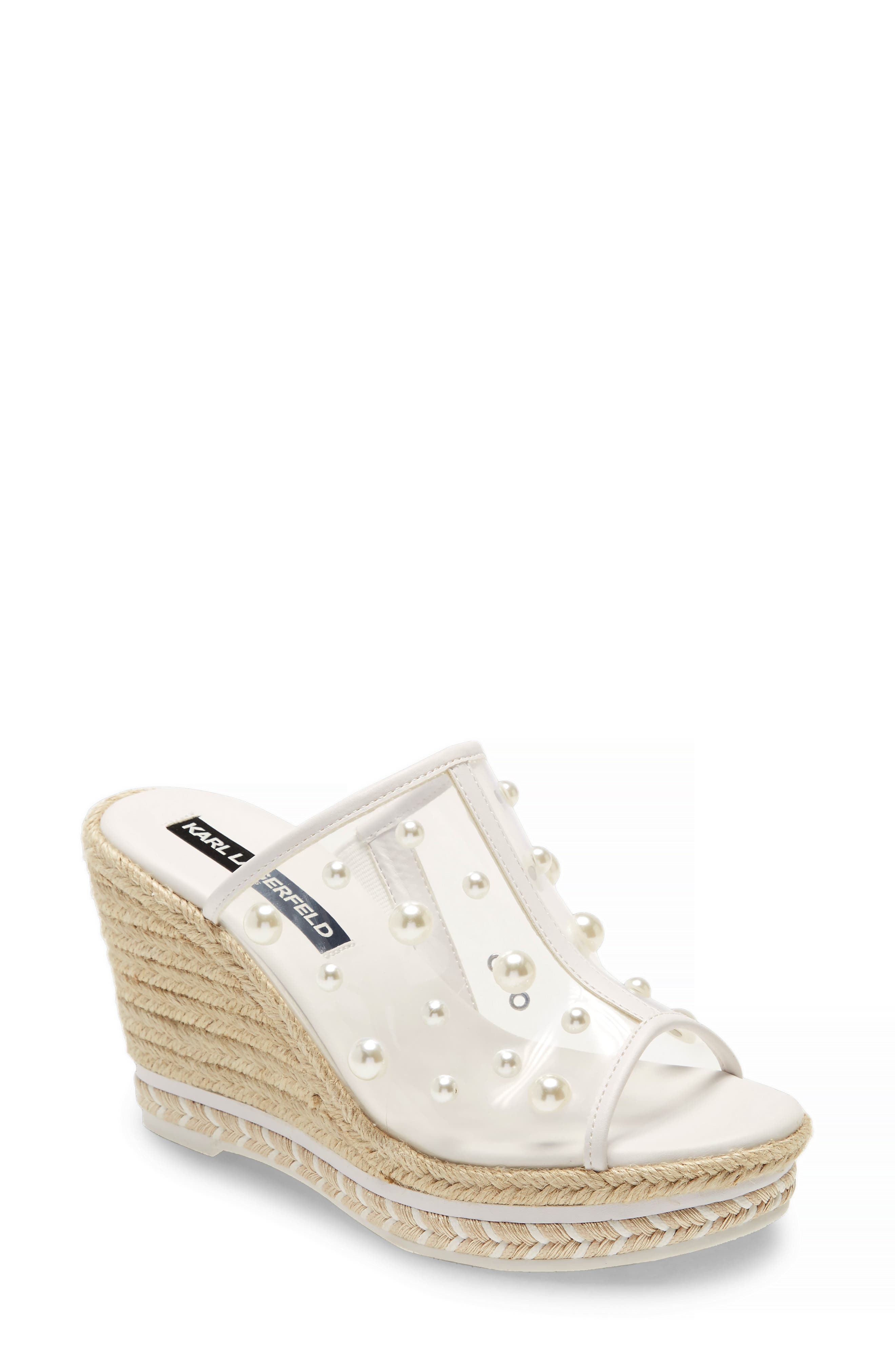 Carita Wedge Sandal, Main, color, WHITE/ CLEAR RUBBER