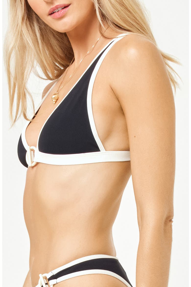 Caicos Bikini Top, Alternate, color, BLACK/ CREAM