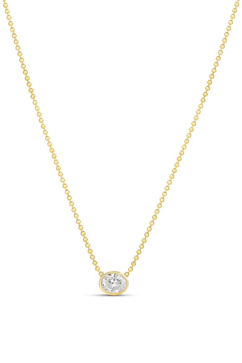 14k Gold Plated Oval Pendant Necklace, Main, color, GOLD