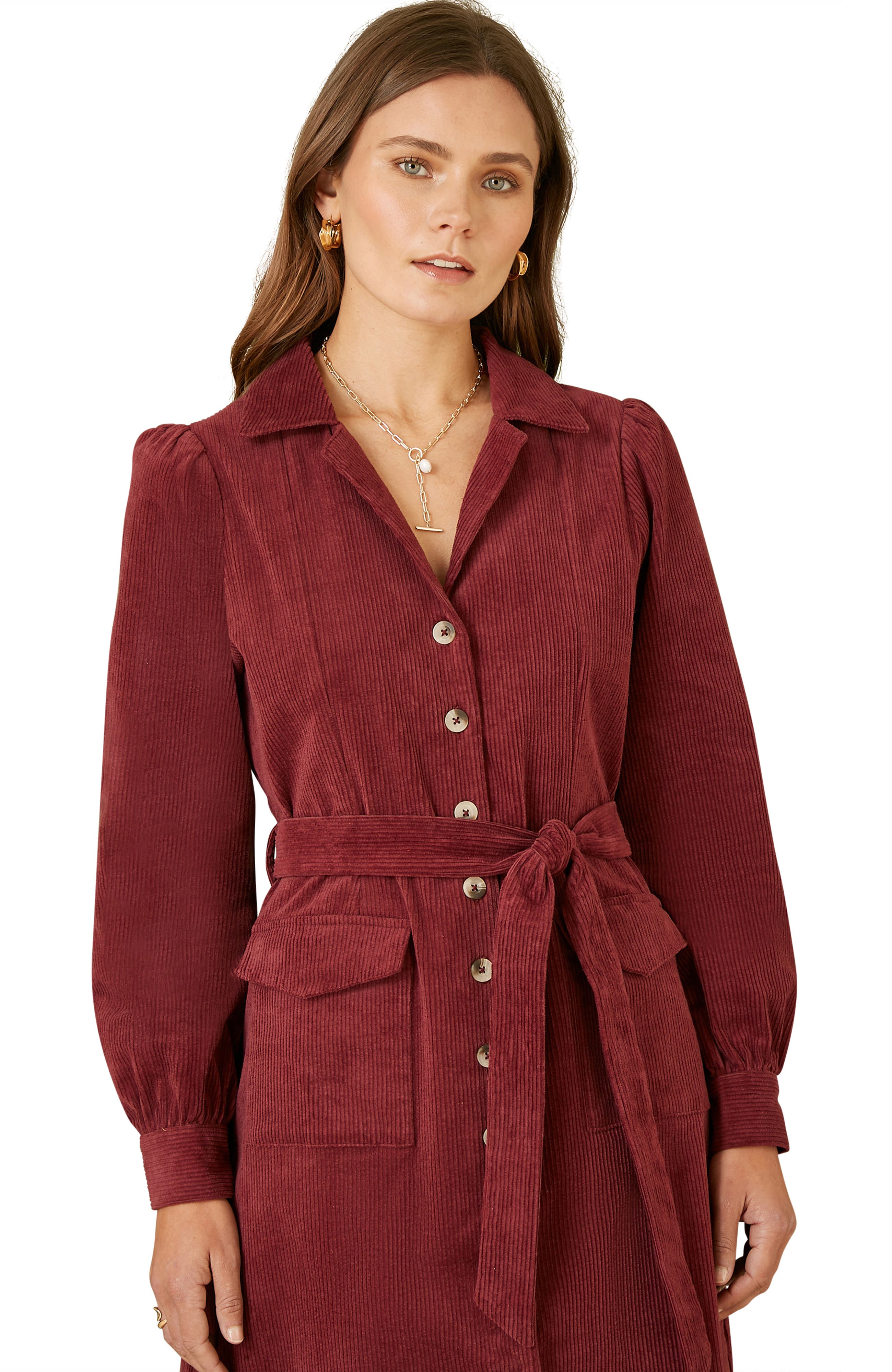 cord shirt dress midi Corduroy Shirt Dress Women Fall Corduroy Button Down Shirt Dress Casual  Lapel a Line Pleated Tunic Shift Midi Long Dress