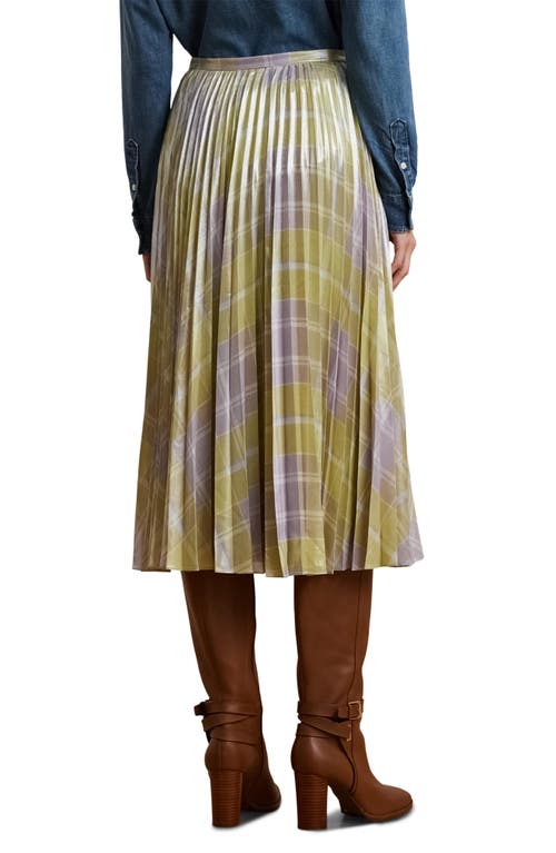 RALPH LAUREN LAUREN RALPH LAUREN PLAID PLEATED GEORGETTE MIDI SKIRT