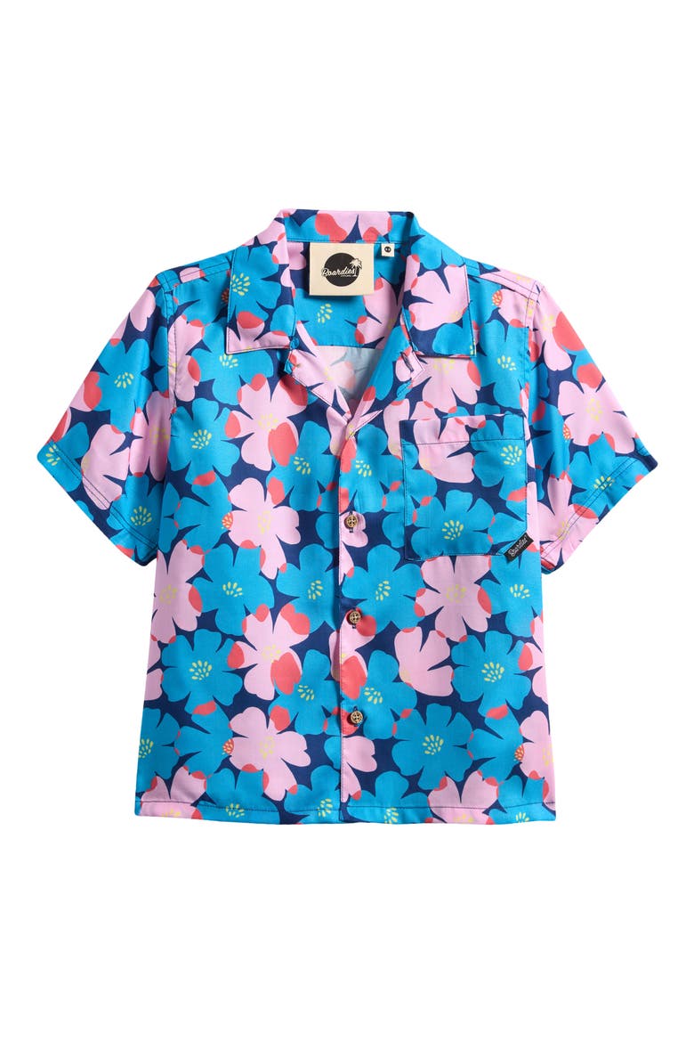 Kids' Sully Floral Short Sleeve Button-Up Shirt, Main, color, BLUE MULTI