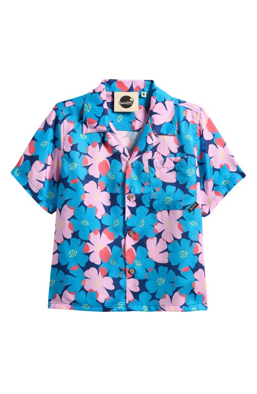 Boardies Kids' Sully Floral Short Sleeve Button-up Shirt In Blue Multi