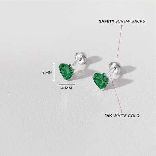 In Season Jewelry 14k Tiny Cubic Zirconia Heart Earrings In May