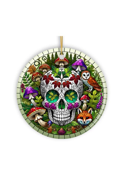 Enchanted Woodland Sugar Skull Ornament