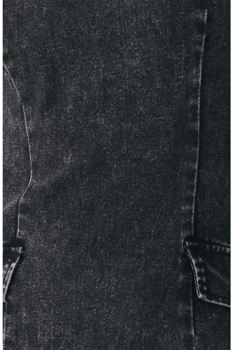 Long Sleeve Washed Denim Minidress, Alternate, color, BLACK