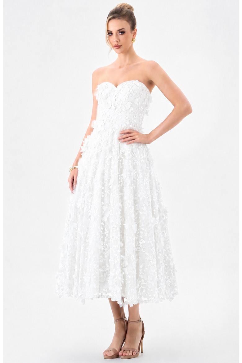 Adela Sweetheart Petal Midi, Alternate, color, WHITE