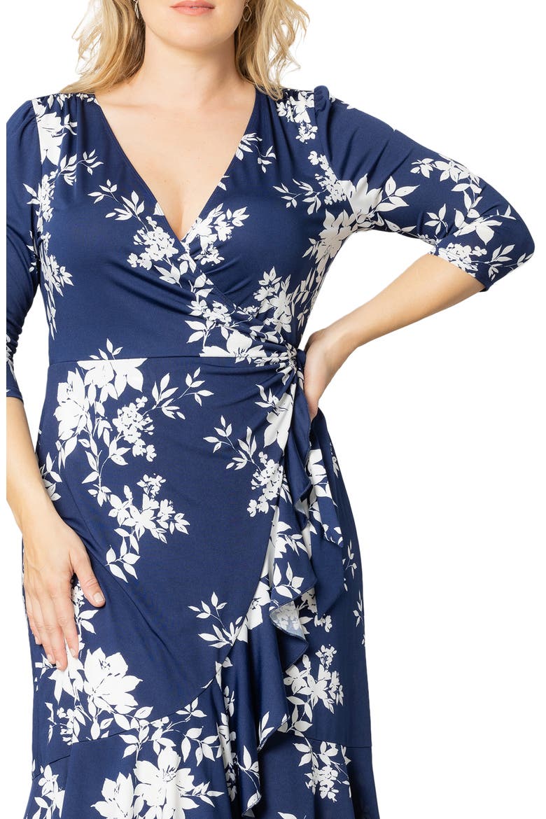 Flirty Flounce Wrap Dress, Alternate, color, NAVY FLORAL PRINT