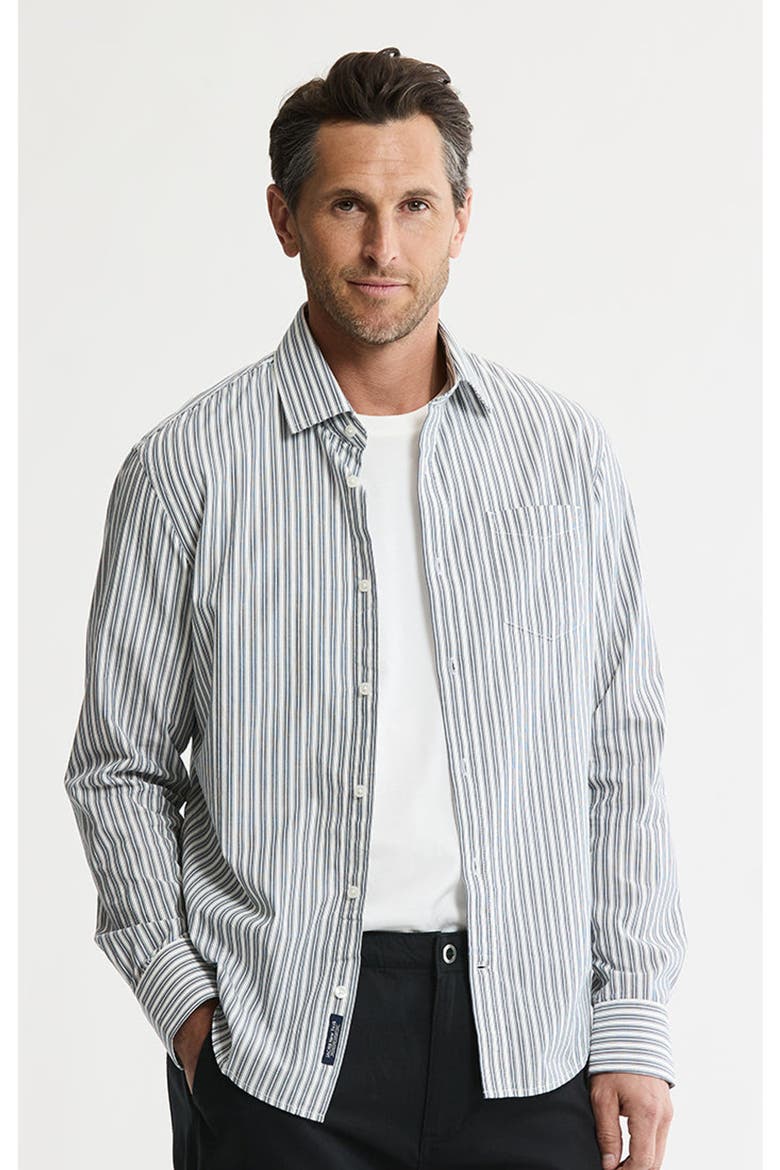 Hayati Cotton Button-Down Shirt, Main, color, Grey Stripe