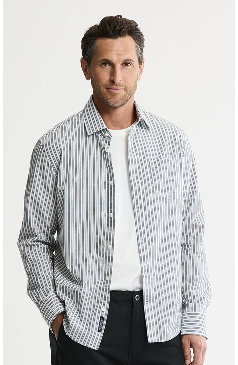 JACHS Hayati Cotton Button-Down Shirt, Main, color, Grey Stripe