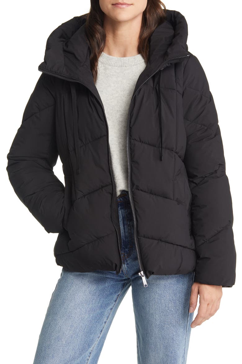 Hooded Puffer Coat, Main, color, BLACK