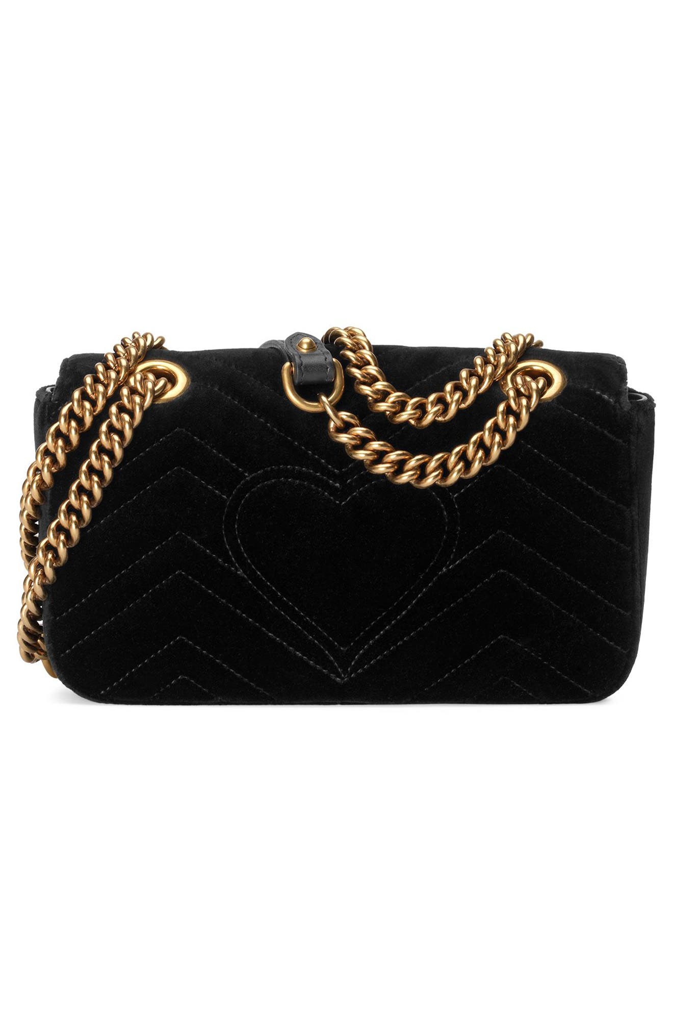 Gucci Mini GG Marmont Matelassé Velvet Shoulder Bag, Alternate, color, 