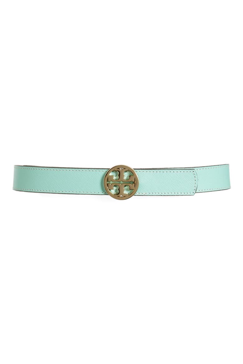 'Classic' Logo Reversible Saffiano Leather Belt, Main, color, MINT/ OASIS