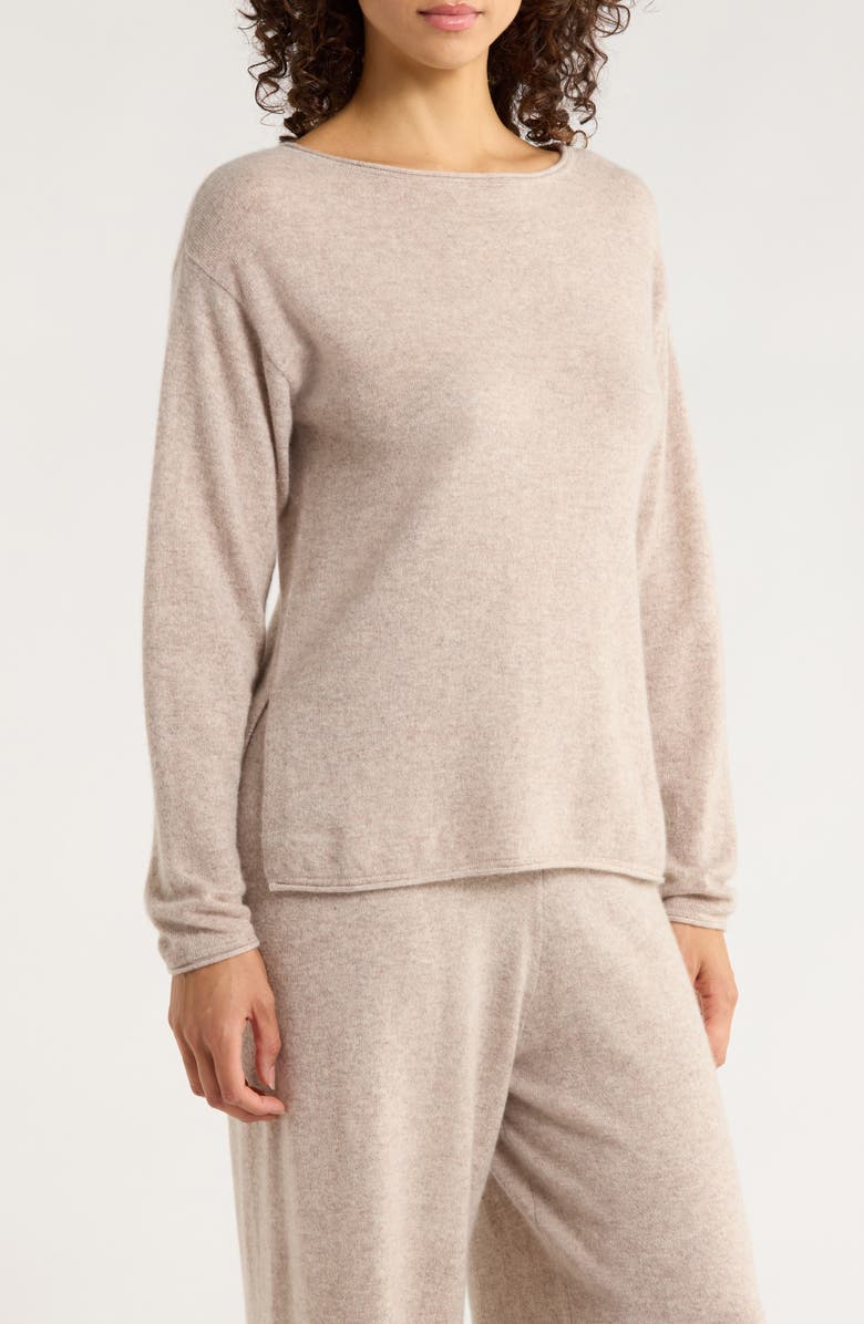 Nordstrom Cashmere Lounge Top, Alternate, color, Tan Oxford Heather
