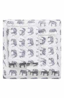 MELANGE HOME Elephant Flannel Quilt Set