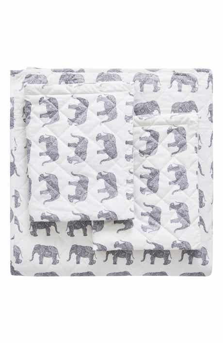 MELANGE HOME Elephant Flannel Quilt Set