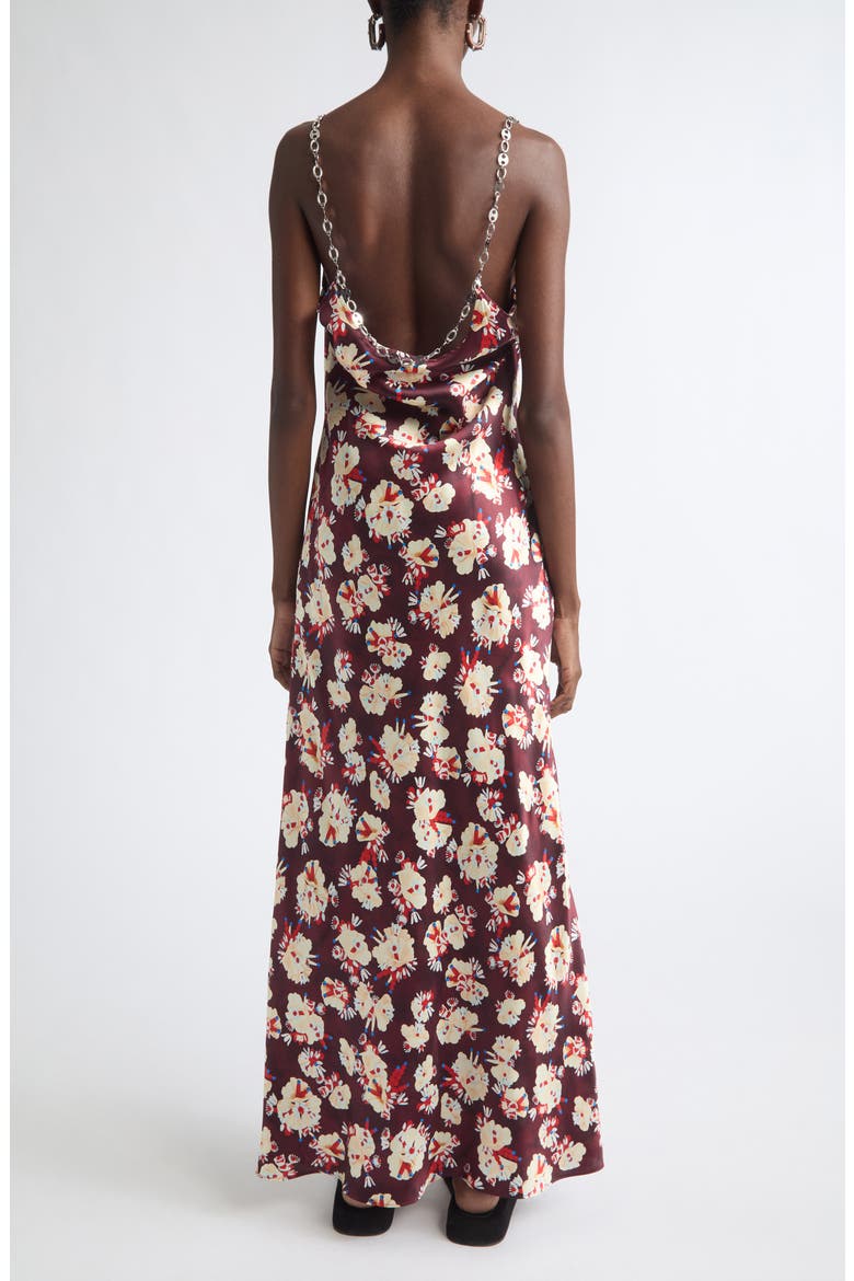Floral Chain Strap Silk Satin Gown, Alternate, color, FLOWER TRIM PURPLE/ YELLOW