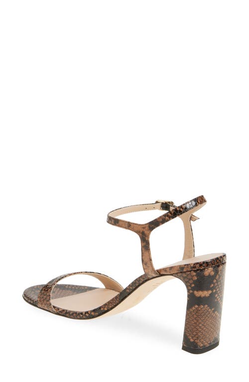 Stuart Weitzman Babette 85 Snakeskin Embossed Leather Ankle Strap Sandal In Brown