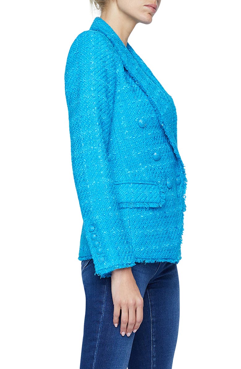 L'AGENCE Kenzie Fringe Double Breasted Blazer, Alternate, color, 