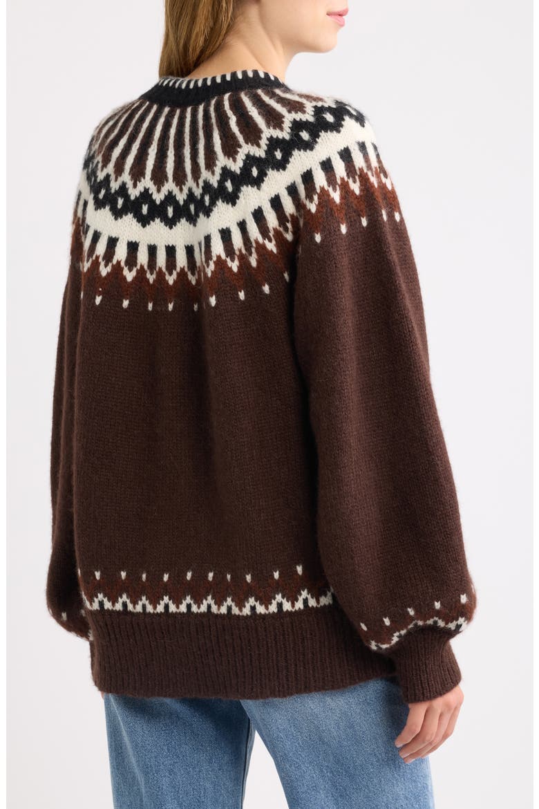 Hue Fair Isle Cardigan, Alternate, color, BRUN ABERDEEN FAIR ISLE