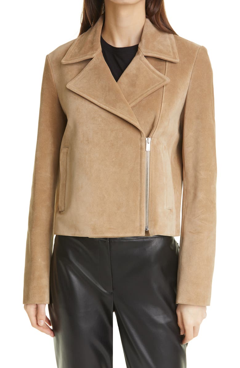 Theory Suede Moto Jacket, Main, color, 