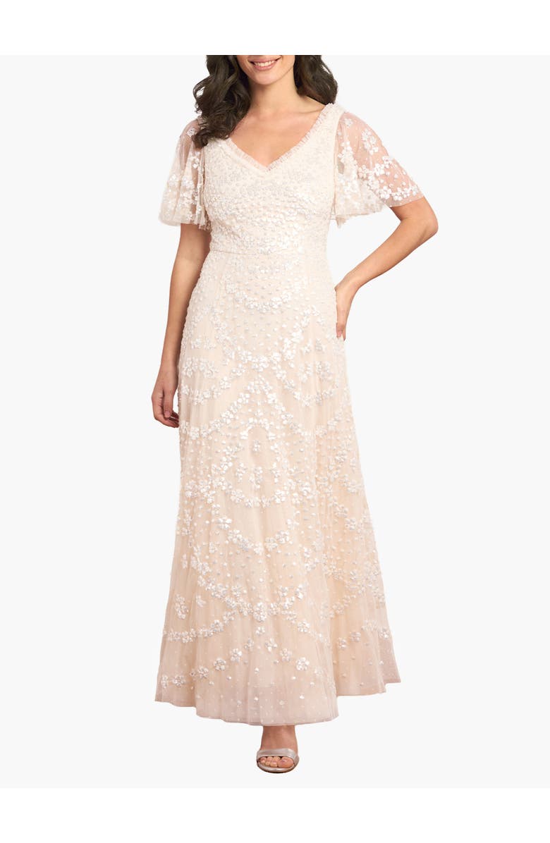 Needle & Thread Isobel Sequin Ankle Gown, Main, color, Cream