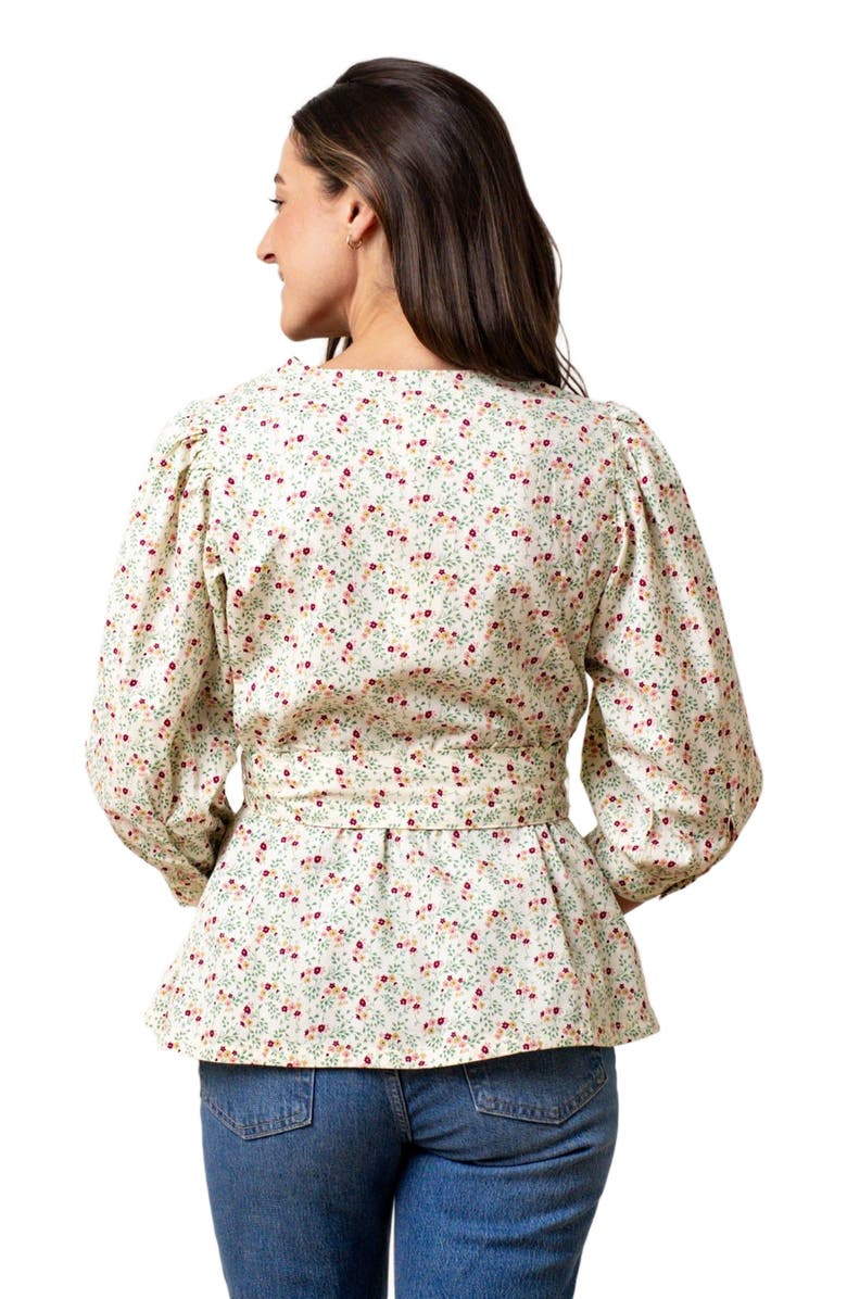 Hope & Henry Women's Organic Puff Sleeve Wrap Top, Alternate, color, 