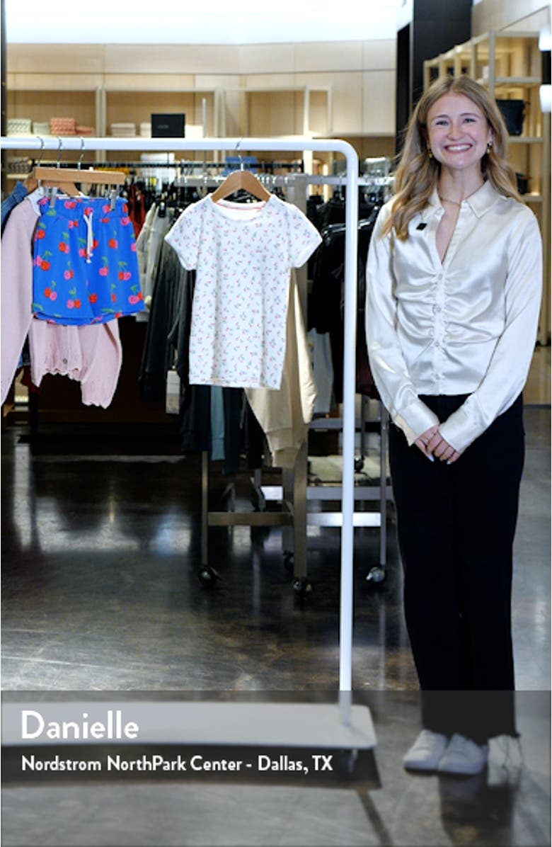 Kids' Cherry Print Pointelle Cotton T-Shirt, sales video thumbnail