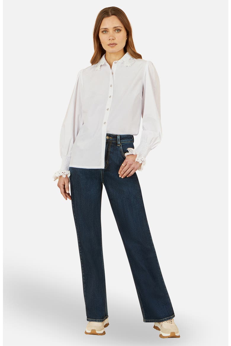 Lace Trim Shirt, Alternate, color, White
