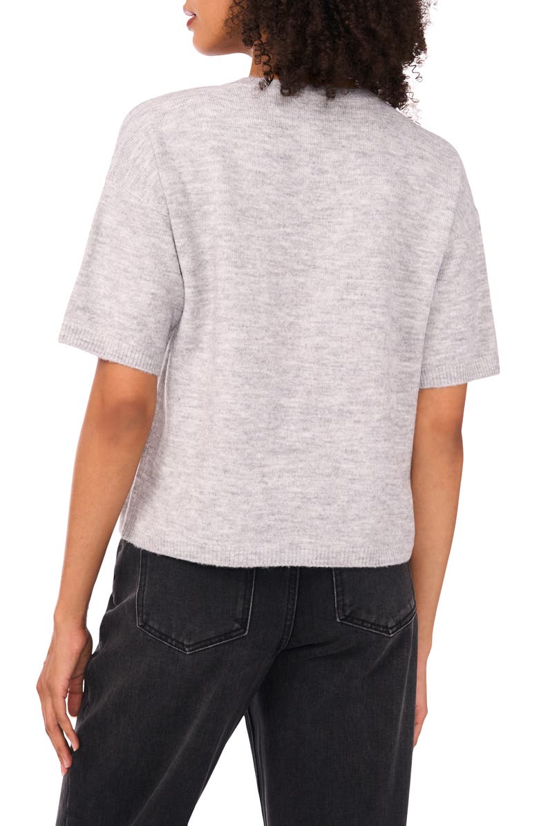 1.STATE Short Sleeve Cardigan, Alternate, color, Light Heather Grey