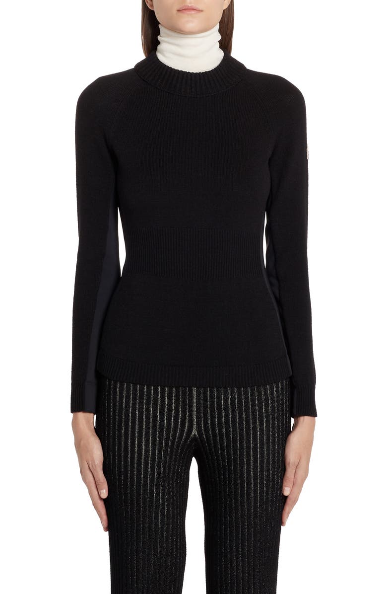 Moncler Multi Contrast Wool Blend Turtleneck Sweater, Main, color,
