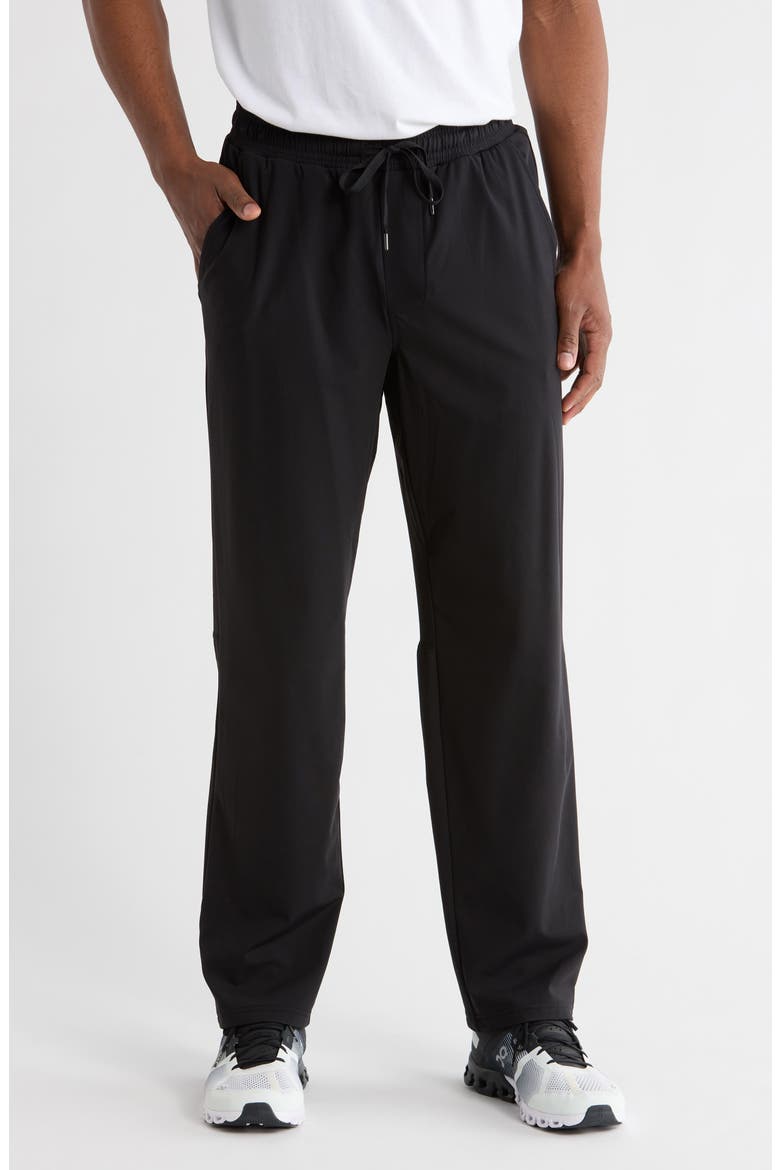 Warp Fleece Straight Leg Pants, Main, color, BLACK
