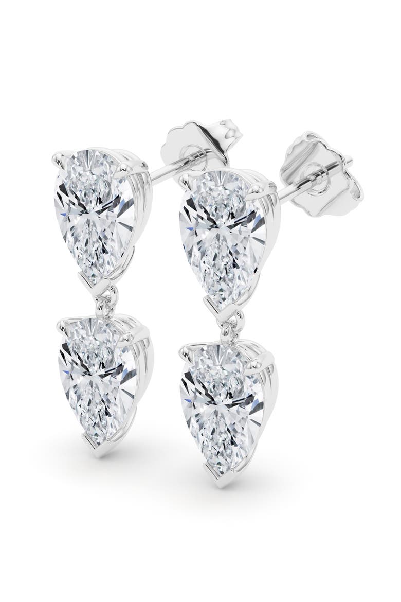Lab Grown Diamond Twin Pear Cut Drop Earrings, Main, color, 18K WHITE GOLD